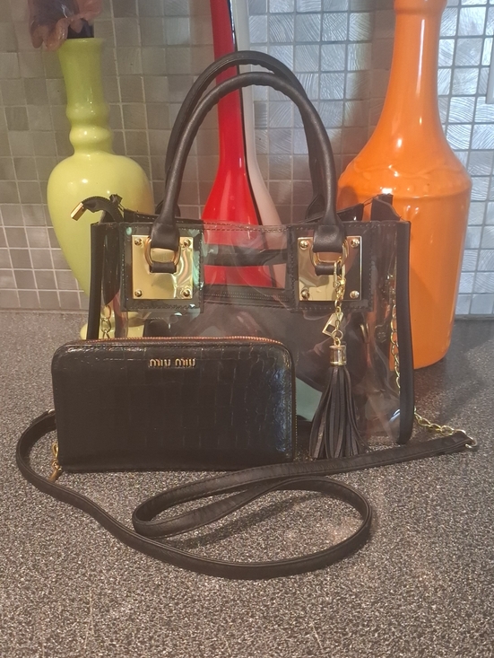 Miu Miu Handbags - Miu Miu Wallet and Clear Tote Bag